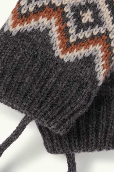 Baby Buben - Baby-Fäustlinge - gemustert - dunkelgrau