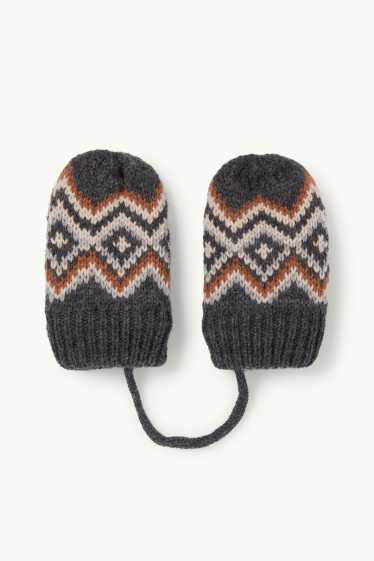 Baby Buben - Baby-Fäustlinge - gemustert - dunkelgrau