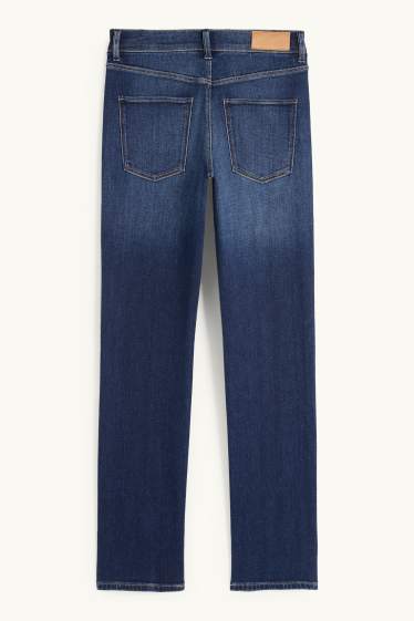 Dames - Straight jeans met strass-steentjes - mid waist - jeansdonkerblauw