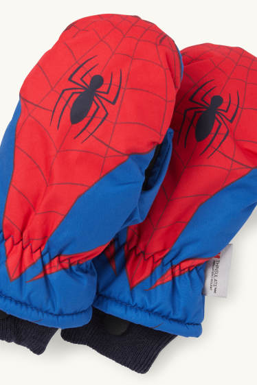 Kinder Buben - Spider-Man - Fäustlinge - gefüttert - rot / dunkelblau