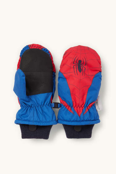 Kinder Buben - Spider-Man - Fäustlinge - gefüttert - rot / dunkelblau