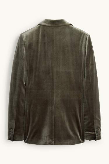 Femmes - Blazer long en velours - regular fit - vert