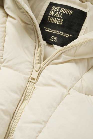 Kinder Mädchen - Steppjacke mit Kapuze - wasserabweisend - cremeweiß
