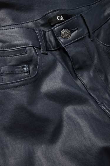 Donna - Pantaloni - vita alta - skinny fit - similpelle - blu scuro