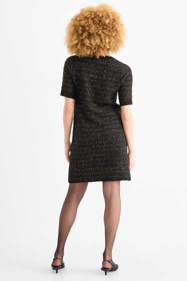 Damen - Bouclé-Kleid - Straight Fit - schwarz