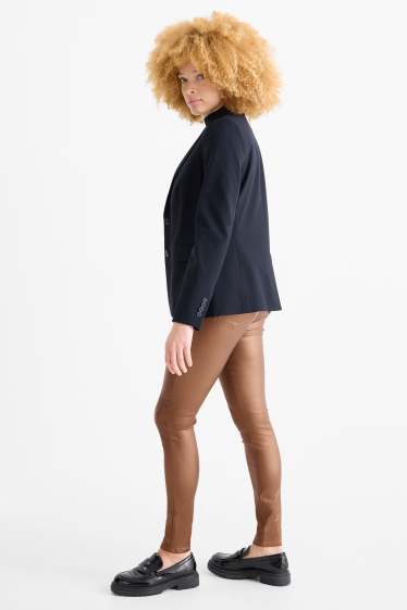 Donna - Pantaloni - vita alta - skinny fit - similpelle - marrone