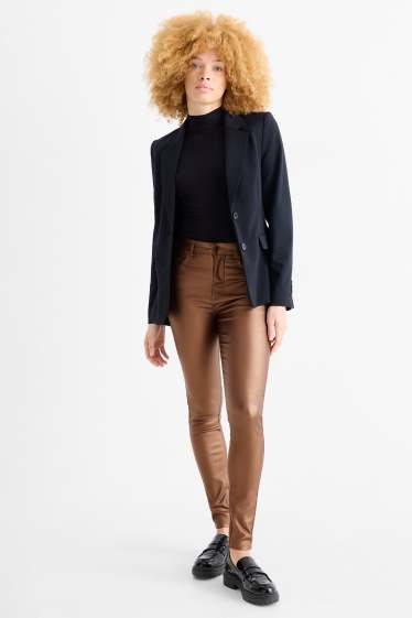 Donna - Pantaloni - vita alta - skinny fit - similpelle - marrone