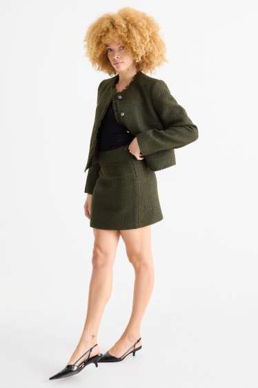 Damen - Bouclé-Minirock - dunkelgrün