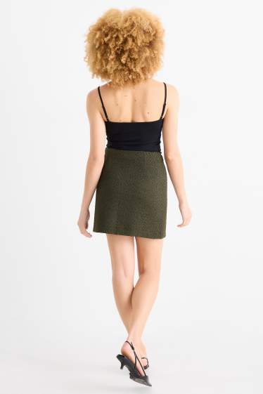 Damen - Bouclé-Minirock - dunkelgrün