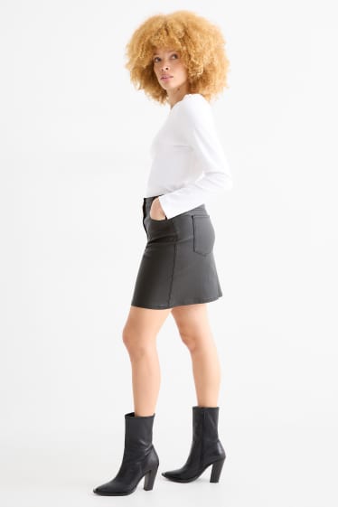 Donna - Minigonna - effetto brillante - nero