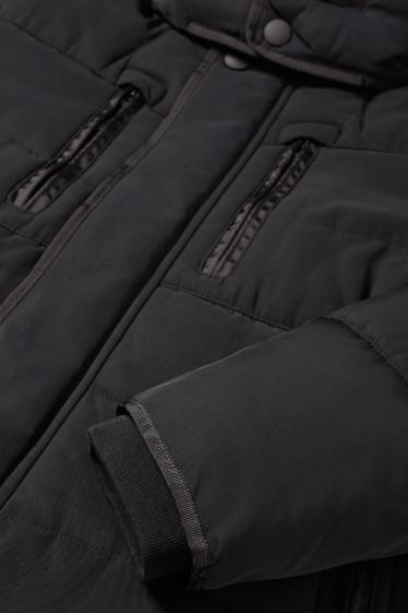 Herren - Steppjacke mit Kapuze - schwarz