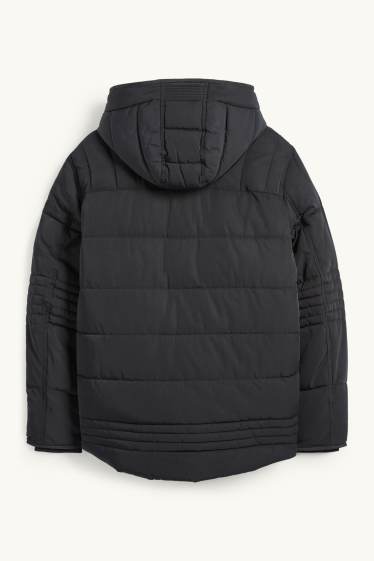 Herren - Steppjacke mit Kapuze - schwarz