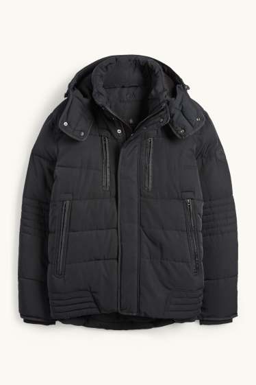 Herren - Steppjacke mit Kapuze - schwarz