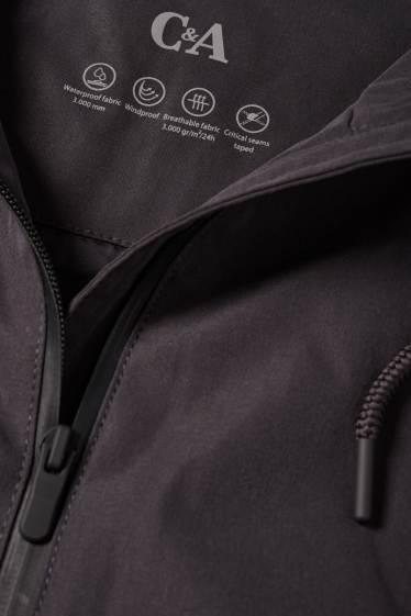 Donna - Cappotto impermeabile con cappuccio - foderato - impermeabile - blu scuro