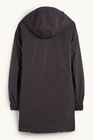 Donna - Cappotto impermeabile con cappuccio - foderato - impermeabile - blu scuro