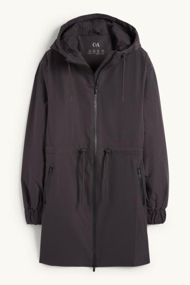 Donna - Cappotto impermeabile con cappuccio - foderato - impermeabile - blu scuro