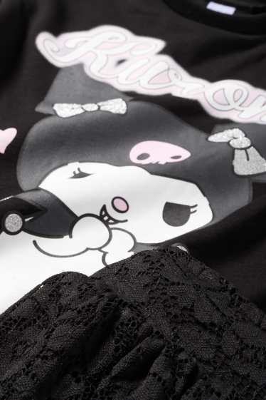 Enfants filles - Kuromi - ensemble - sweat et jupe - deux pièces - noir
