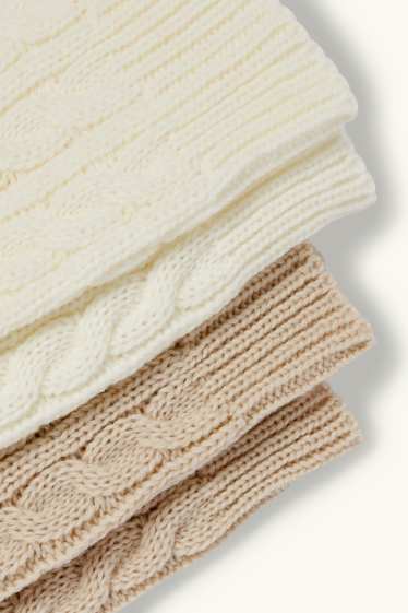 Damen - Multipack 2er - Socken - Zopfmuster - hellbeige