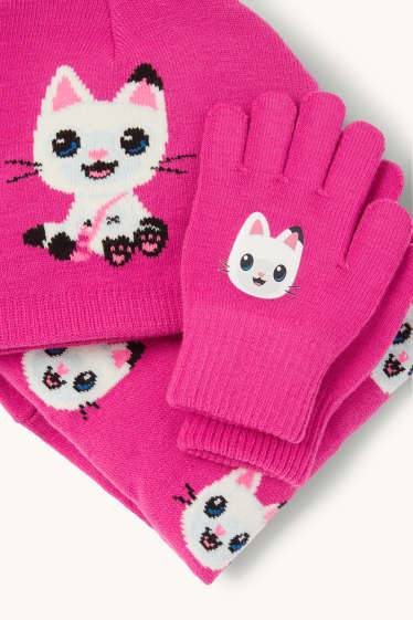 Bambine - La Casa delle Bambole di Gabby - set - berretto, scaldacollo e guanti - fucsia
