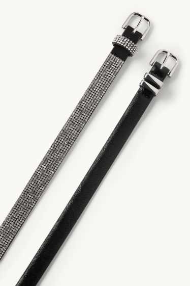 Women - Multipack of 2 - belt - faux leather - black