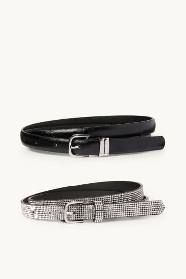 Women - Multipack of 2 - belt - faux leather - black