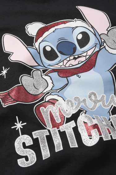 Bambine - Lilo & Stitch - felpa con cappuccio natalizia - nero