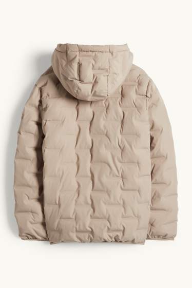 Kinder Jungen - Steppjacke mit Kapuze - wasserabweisend - beige