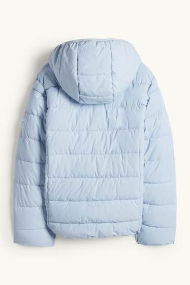 Kinderen: meisjes - Gewatteerde jas met capuchon - waterafstotend - lichtblauw