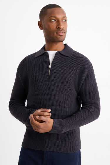 Home - Jersei - texturat - blau fosc