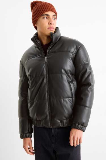 Home - Jaqueta embuatada - pell sintètica - negre