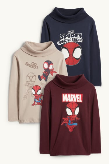 Kinder Jungen - Multipack 3er - Spidey - Rollkragenshirt - bordeaux