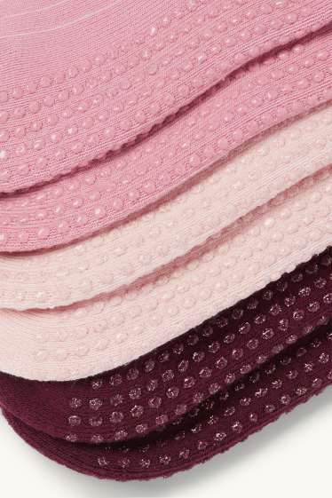 Children Girls - Multipack of 3 - warm non-slip socks - ribbed - bordeaux