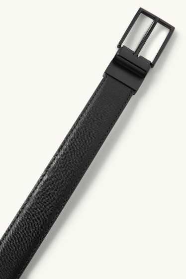 Hommes - Ceinture - matière synthétique - finition texturée - noir