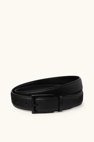 Hommes - Ceinture - matière synthétique - finition texturée - noir