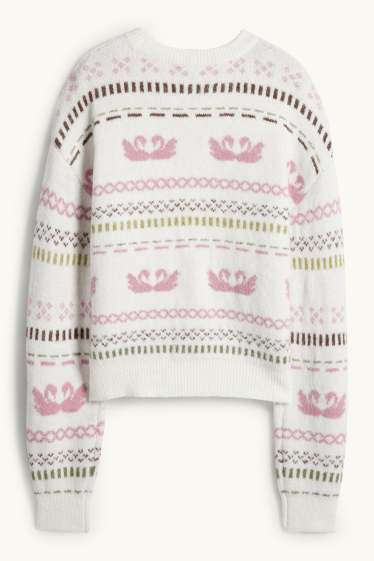 Damen - Pullover - gemustert - weiß