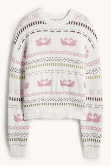 Damen - Pullover - gemustert - weiß