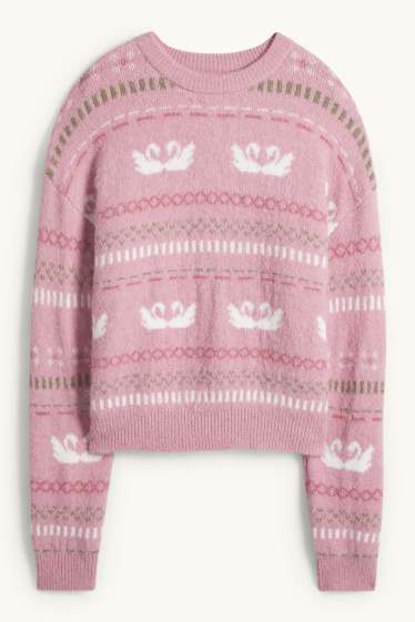 Women - Jumper - patterned - rose