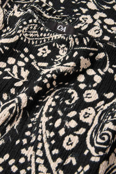 Damen - Langarmshirt - Regular Fit - gemustert - schwarz / beige