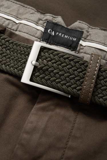 Herren - Chino mit Gürtel - Regular Fit - braun