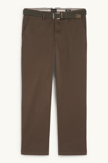 Herren - Chino mit Gürtel - Regular Fit - braun