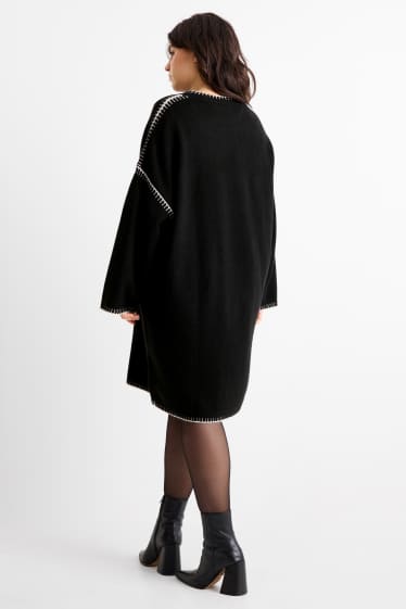 Women - Knitted dress - straight fit - black