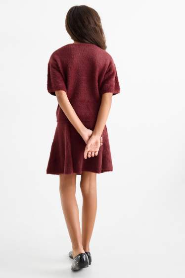 Kinder Mädchen - Set - Pullover und Rock - 2 teilig - bordeaux