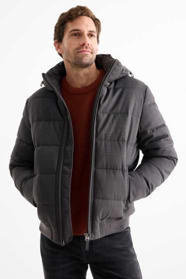 Hommes - Doudoune à capuche - finition déperlante - gris foncé