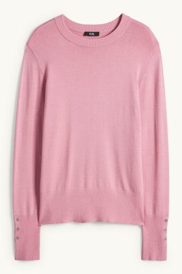 Femei - Pulover din tricot fin - roz