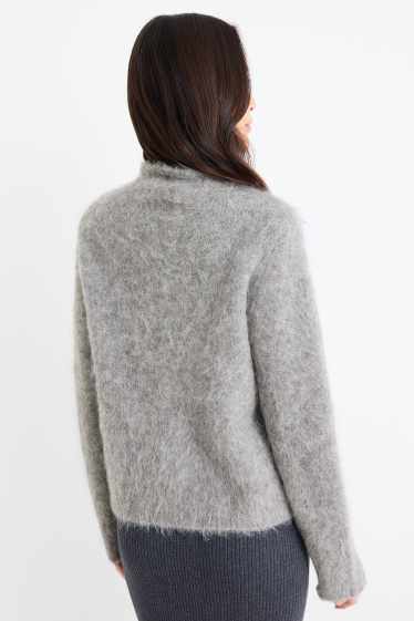 Femei - Pulover - amestec de lână alpaca - gri