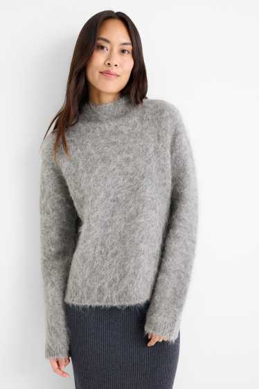 Femei - Pulover - amestec de lână alpaca - gri