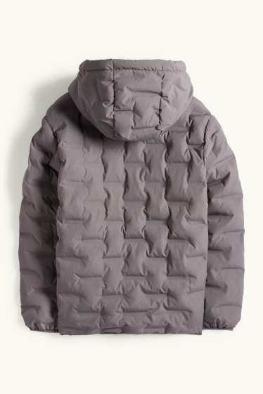 Kinder Jungen - Steppjacke mit Kapuze - wasserabweisend - grau