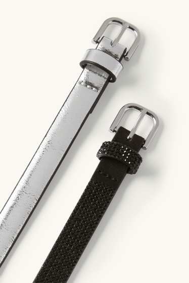 Dona - Paquet de 2 - cinturó - pell sintètica - platejat