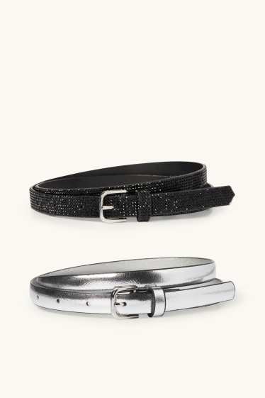 Dona - Paquet de 2 - cinturó - pell sintètica - platejat