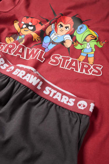 Kinder Buben - Brawl Stars - Pyjama - 2 teilig - rot / grau